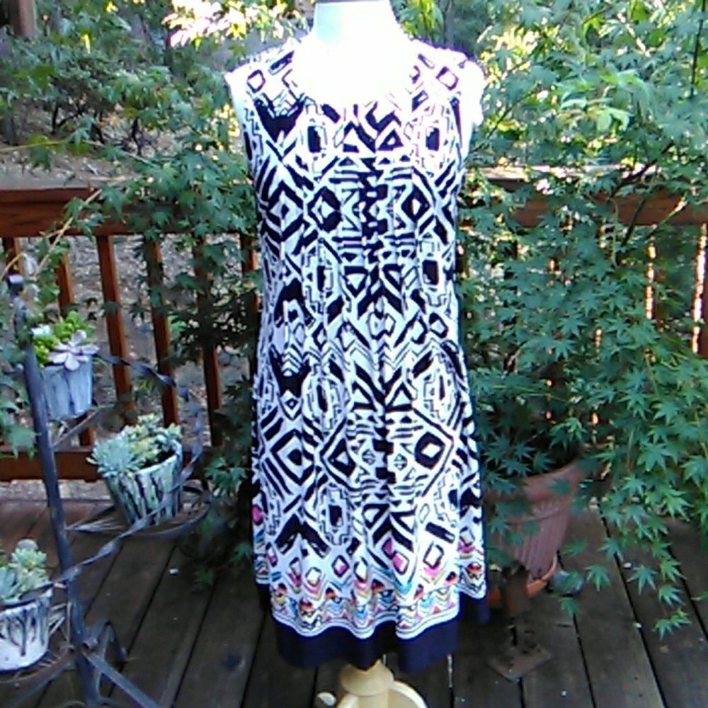 Perceptions Border Print Shift Dress